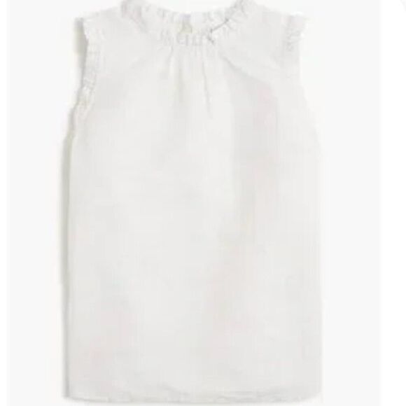 J. Crew Factory Tops - j. crew factory ca112 white Linen-blend ruffleneck top size small nwt